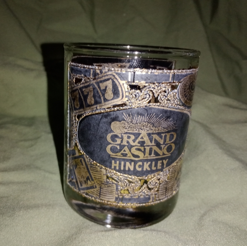 Vintage Grand Casino Hinckley 22k Gold Shot Glass Collectible Advertising